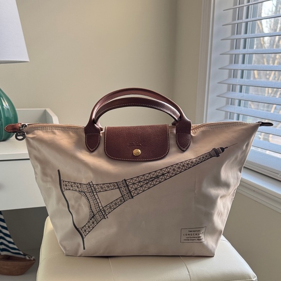 Longchamp Handbags - Longchamp Nylon Le Pliage Eiffel Tower Print Medium